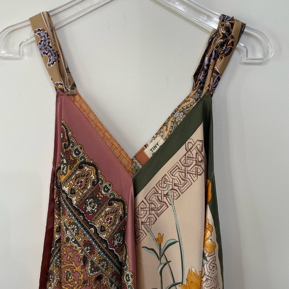 Anthropologie Tiny Scarf Dress Sebou Print Asymmetrical Hem Boho Women’s Sz SP - Picture 3 of 9